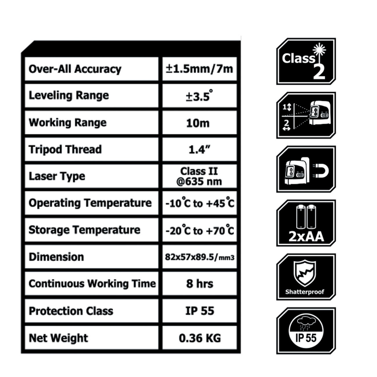 تراز لیزری کنزاکس دو خط (قرمز) کد KLL-1180 - Image 9