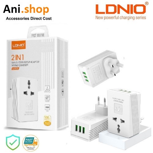 شارژر دیواری موبایل سه پورت الدینیو مدل LDNIO A3306 (دوکاره) - Image 3