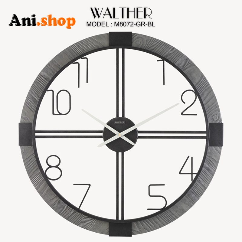 ساعت دیواری قطر 80 ترکیب چوب و فلز M8072-GR-BL