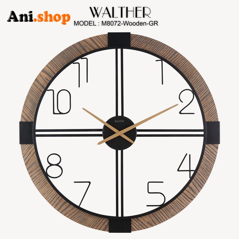ساعت دیواری قطر 80 ترکیب چوب و فلز M_8072_Wooden _GR