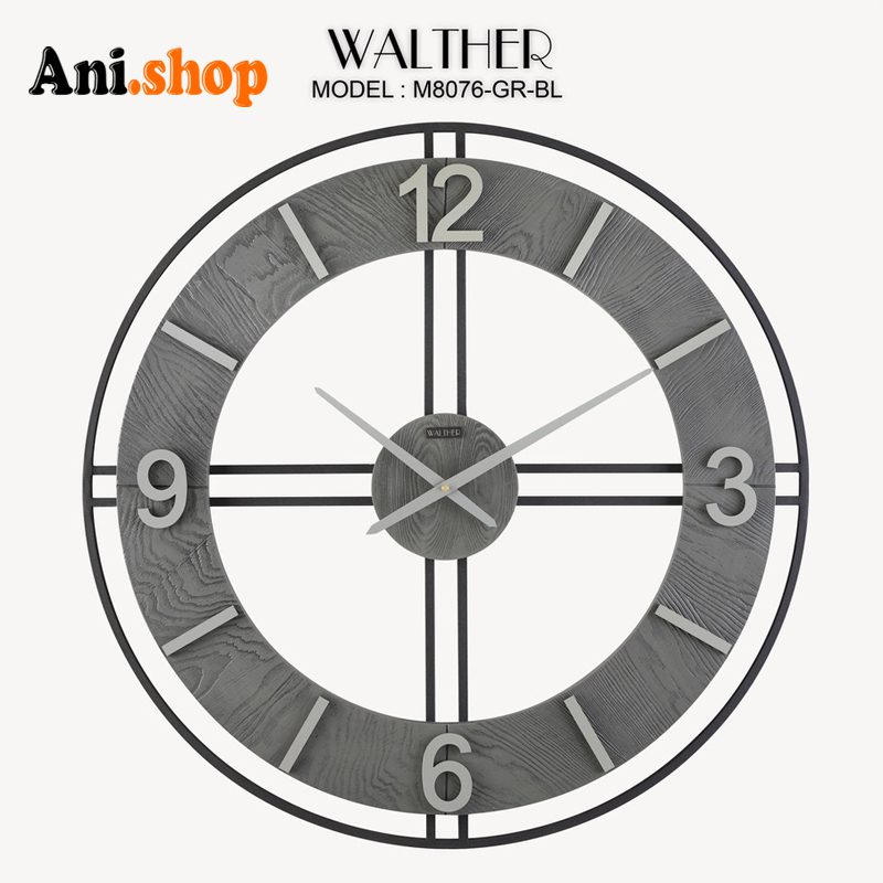 ساعت دیواری قطر 80 ترکیب چوب و فلز M8076_GR_BL