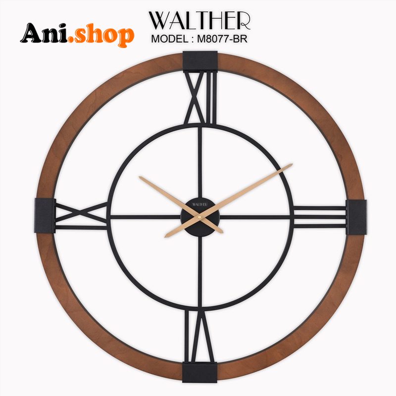 ساعت دیواری قطر 80 ترکیب چوب و فلز M8077_BR