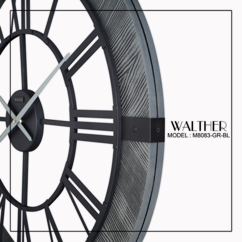 ساعت دیواری قطر 80 ترکیب چوب و فلز M_8083__GR_BL