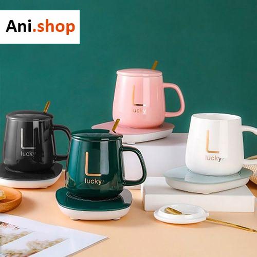 ماگ هیتردار 400 میل مدل LUCKY سفید/ صورتی