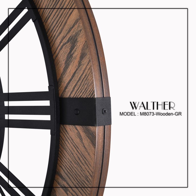 ساعت دیواری قطر 80 ترکیب چوب و فلز M_8076Wooden_GR - تصویر 4